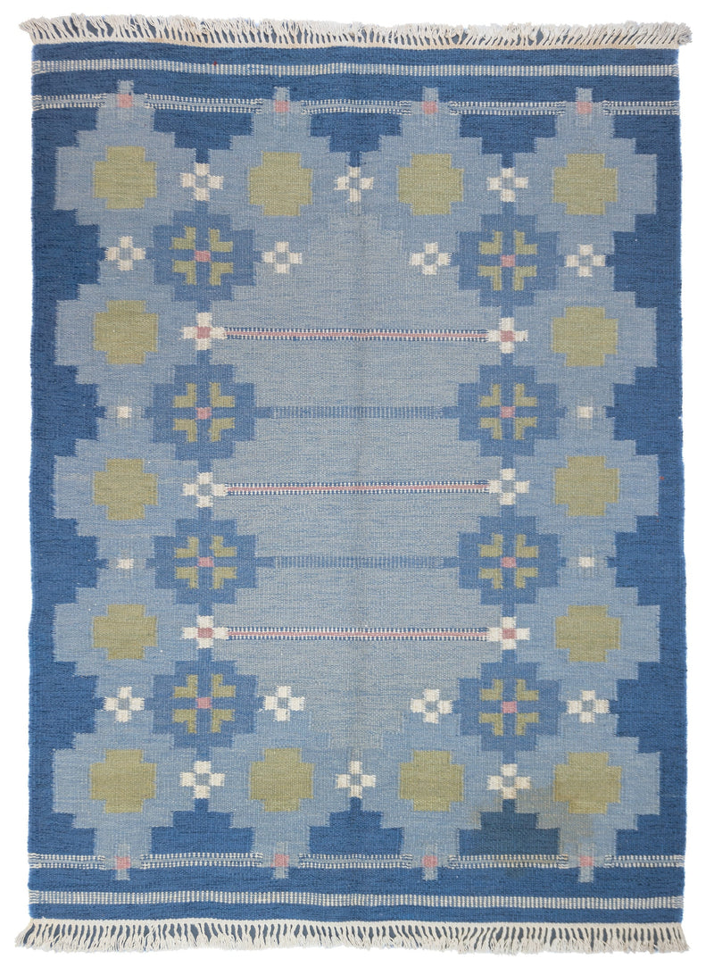 Fine Vintage Swedish Kilim Rug 4'8'' x 6'4''