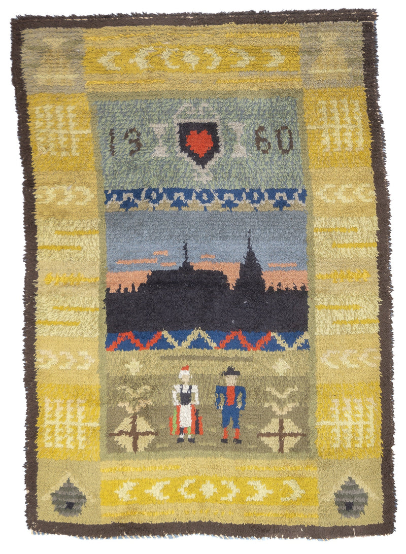Vintage  Gabbeh Wool Rug 3'2'' x 4'6''
