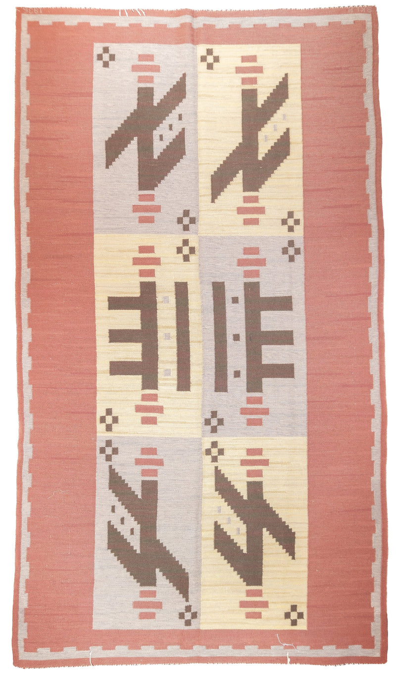 Fine Vintage Swedish Kilim Flat Weave Wool Rug 5'9'' x 10'3''
