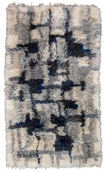 Vintage Swedish Wool Pile Rug 2'6'' x 4'4''
