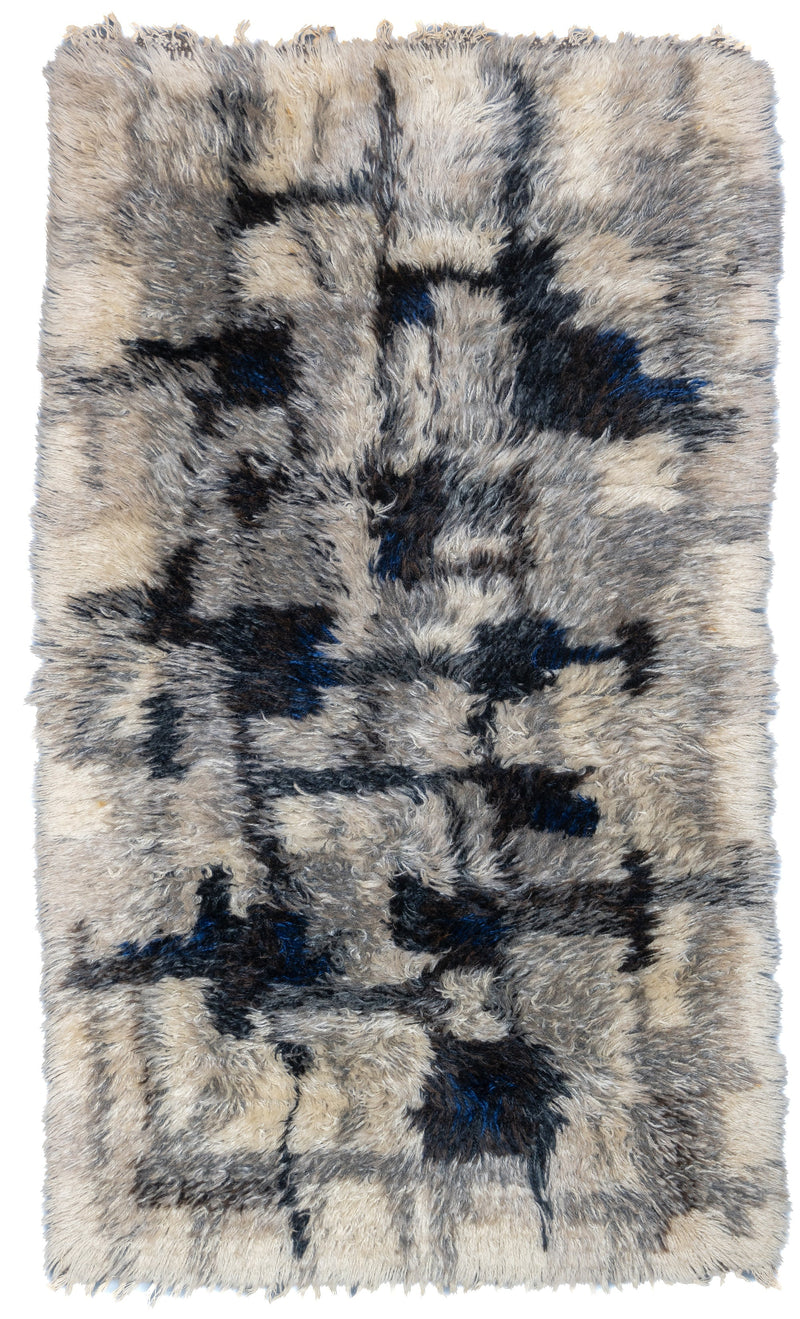 Vintage Swedish Wool Pile Rug 2'6'' x 4'4''