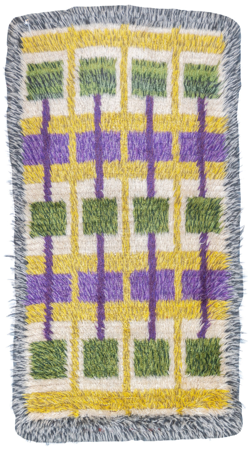 Vintage Swedish Wool Pile Rug 2'2'' x 4'1''