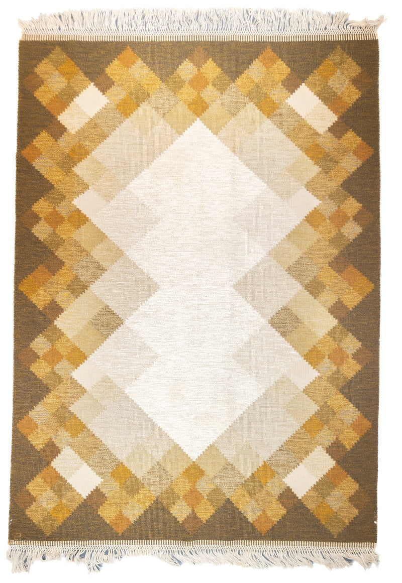 Fine Vintage Swedish kilim Flat Weave Wool Rug 6'5'' x 9'1''