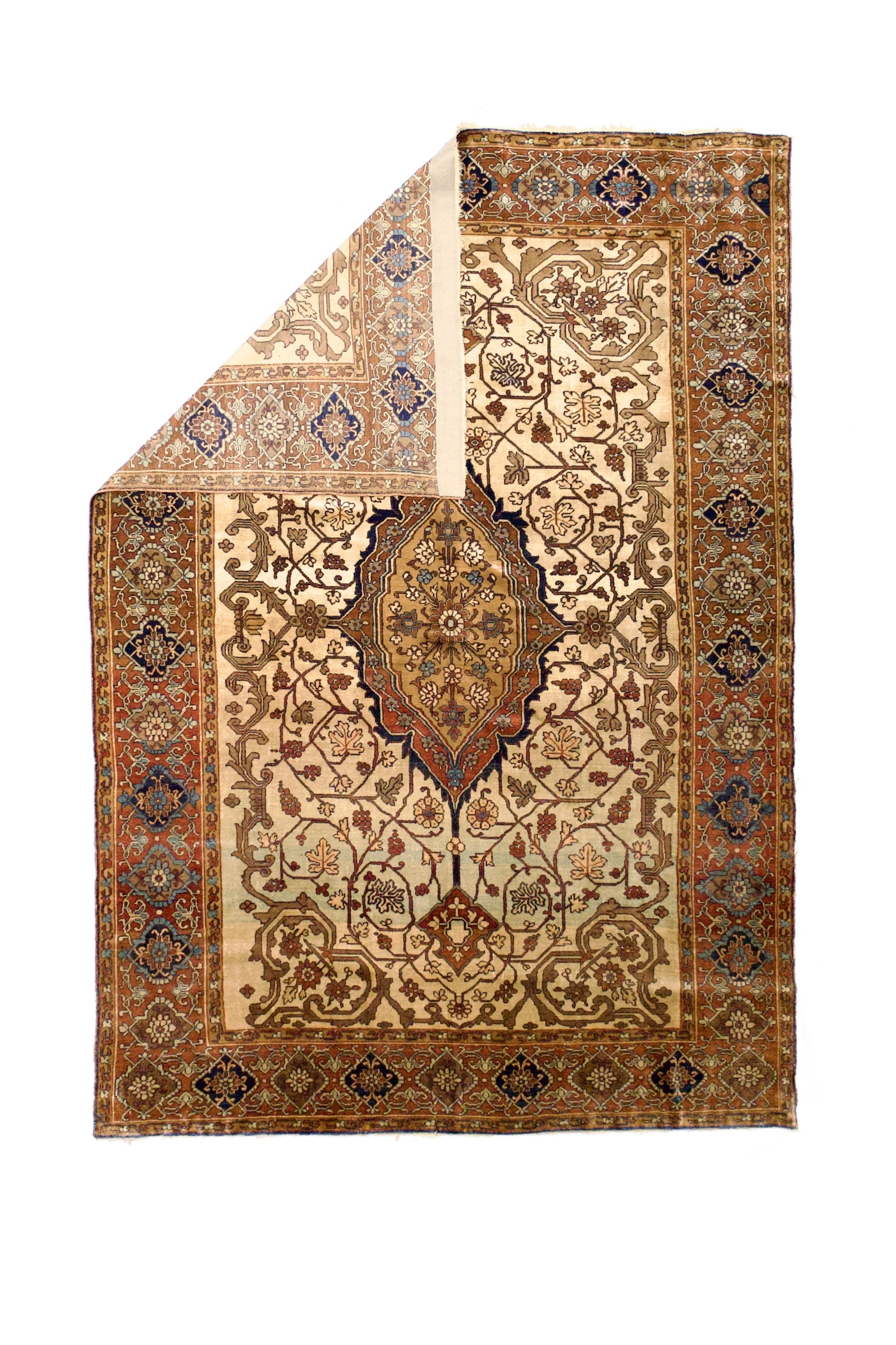 Extremely Fine Antique Silk  Serapi Rug 4'7" x 6' 5"