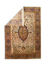 Extremely Fine Antique Silk  Serapi Rug 4'7" x 6' 5"
