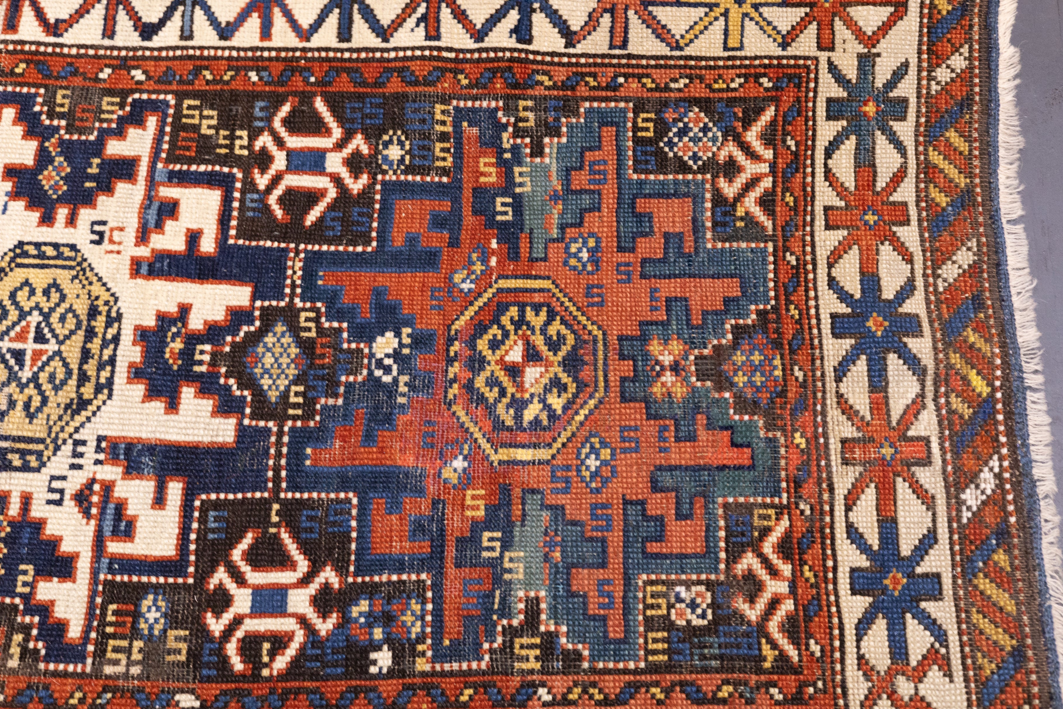 Antique Caucasian Shirvan Lezgi Design Rug 2'10'' x 4'10''