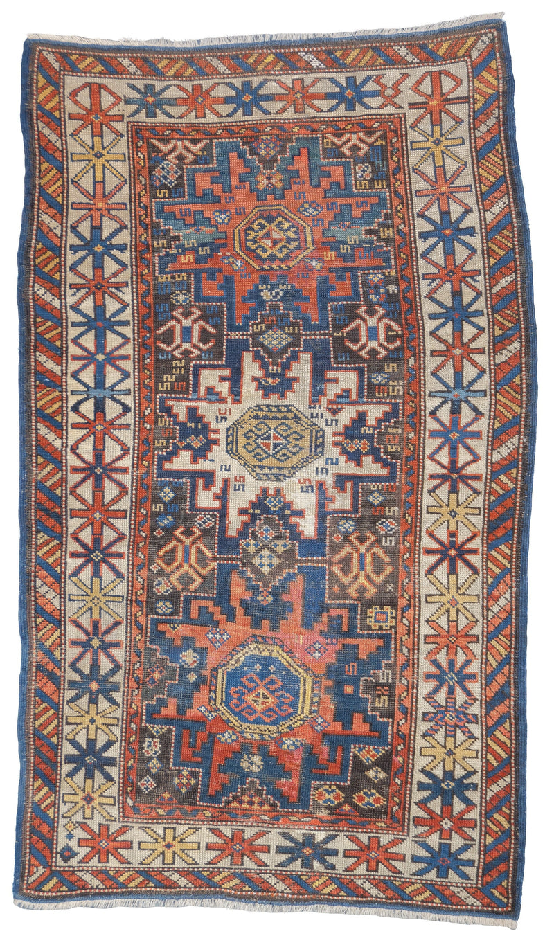 Antique Caucasian Shirvan Lezgi Design Rug 2'10'' x 4'10''