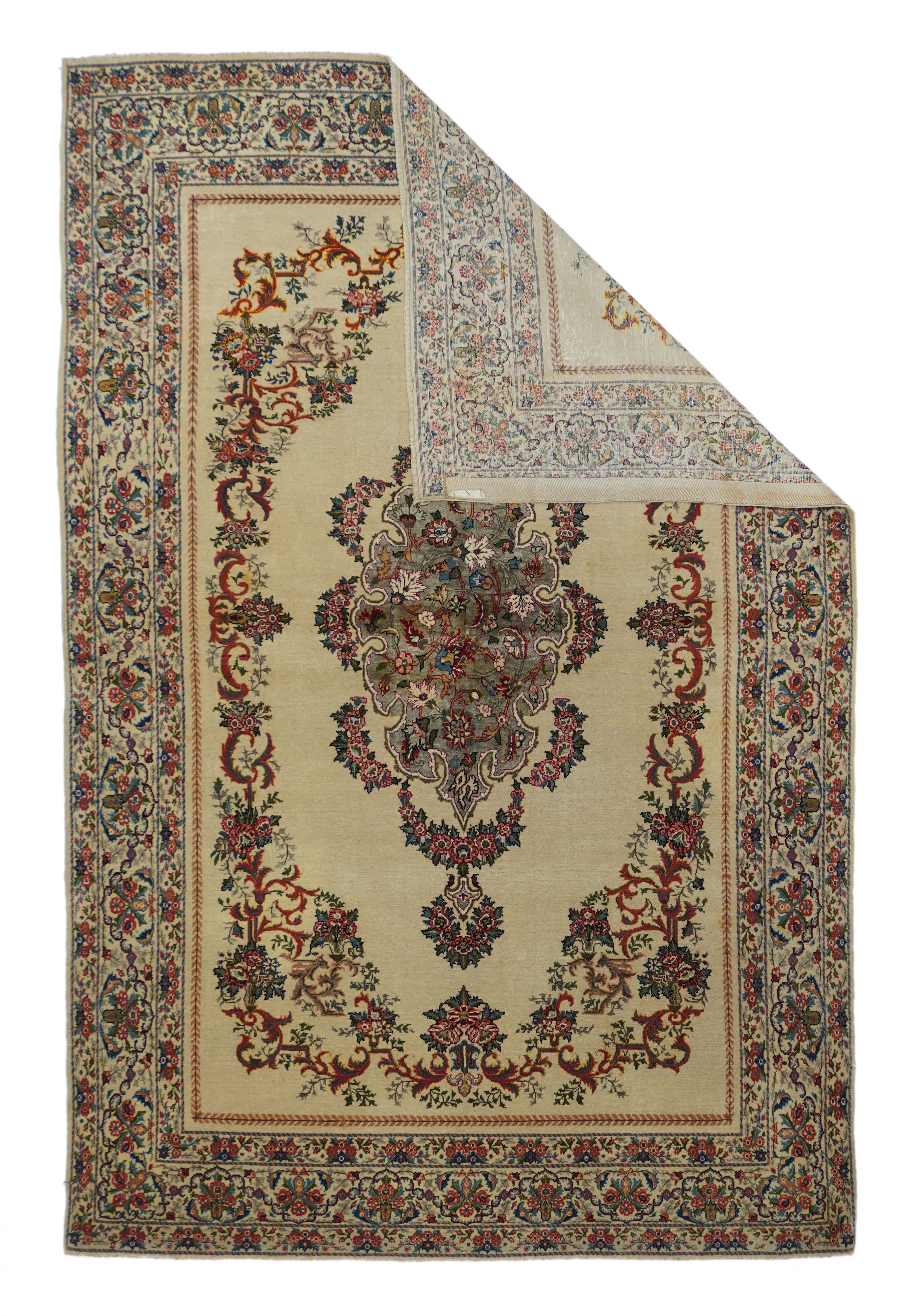 Extremely Fine Antique  Tehran Rug Wool with all design in Silk 4'5'' x 6'8''