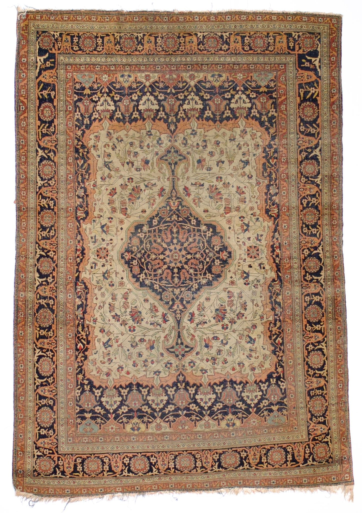 Antique Mohtasham Kashan Rug 4'4" x 6' 5"