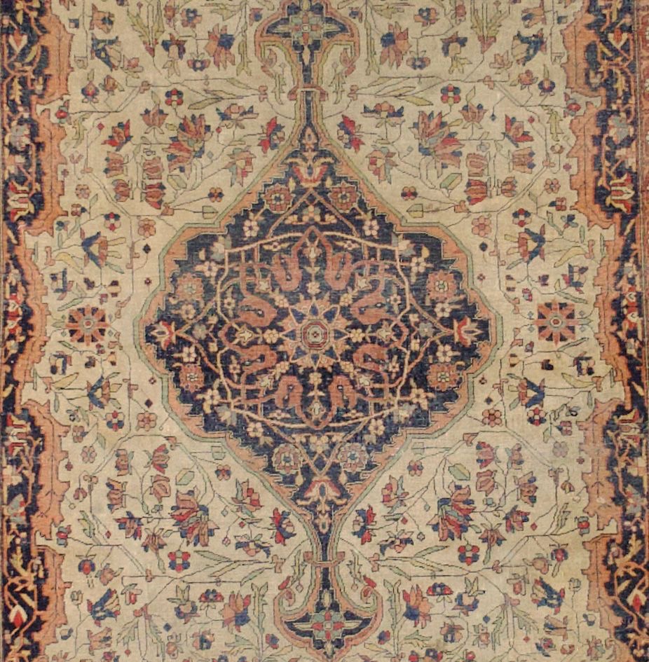 Antique Mohtasham Kashan Rug 4'4" x 6' 5"