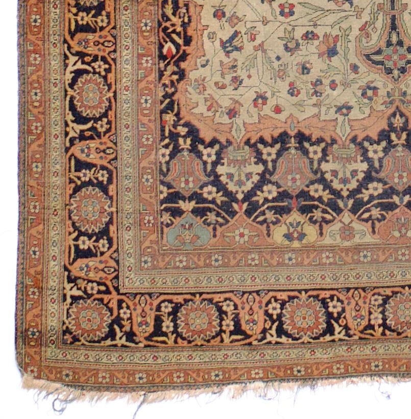 Antique Mohtasham Kashan Rug 4'4" x 6' 5"