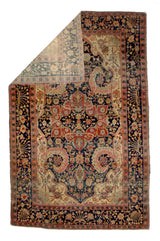 Antique Mohtasham Kashan Rug 4'3" x 6' 8"