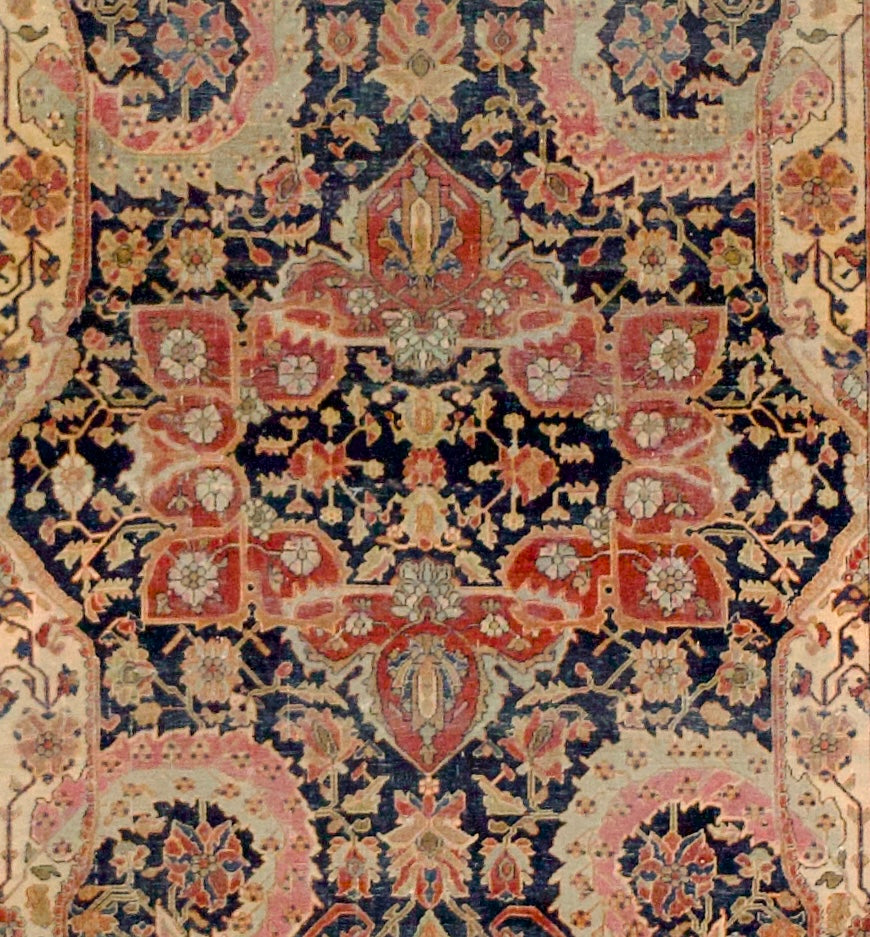 Antique Mohtasham Kashan Rug 4'3" x 6' 8"
