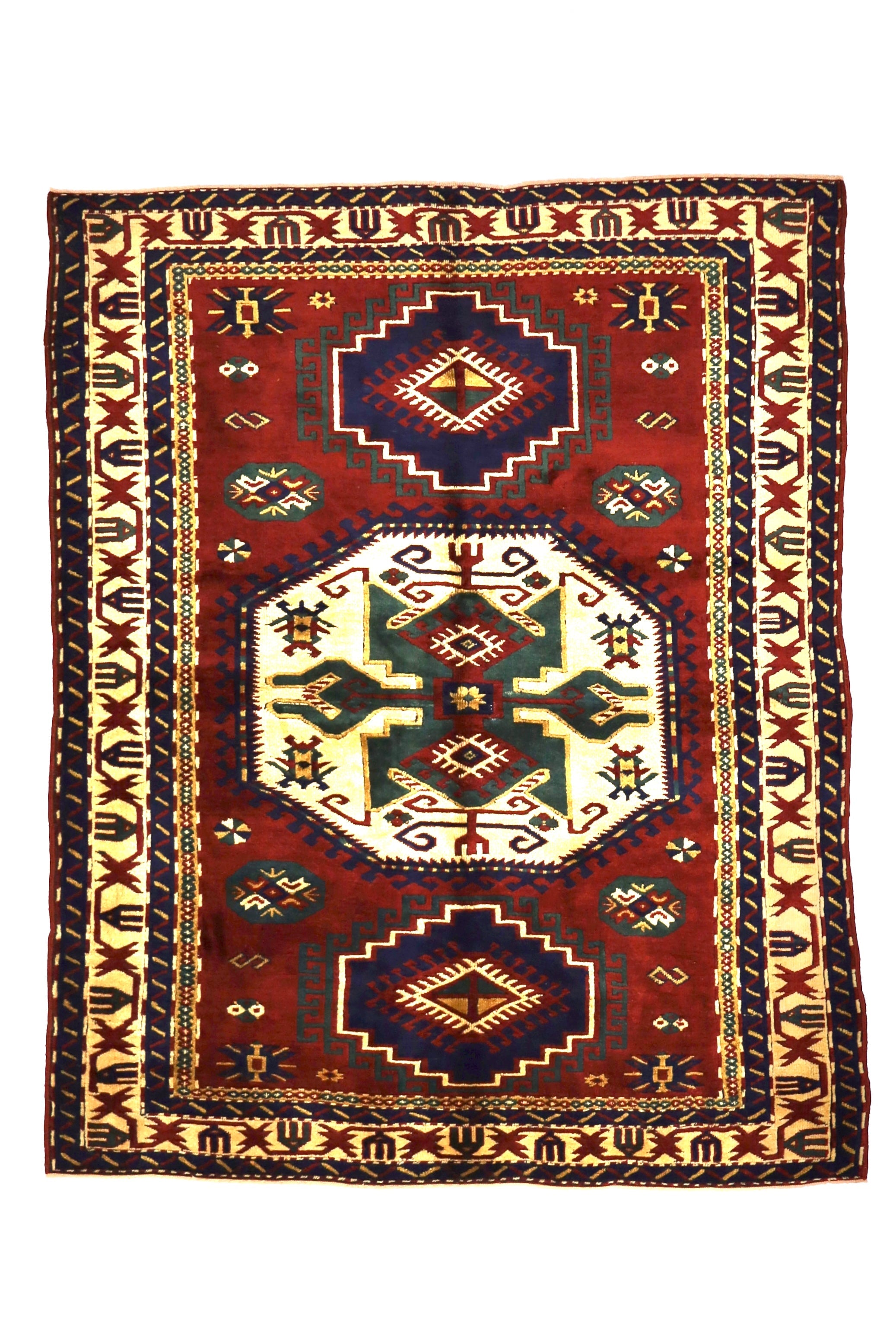 Antique Caucasian Kazak Rug 5' 5" x 6' 10''