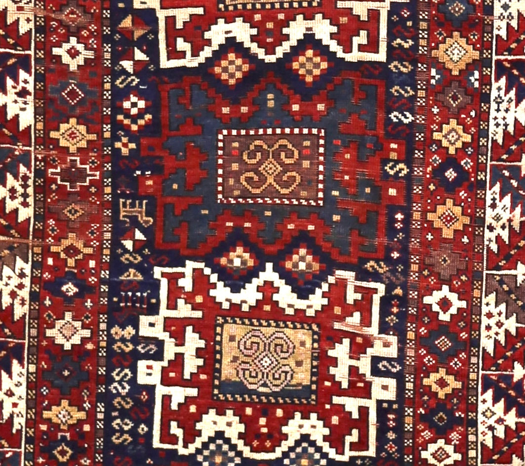 Antique Caucasian Kazak Rug 4'1" x 6' 3"