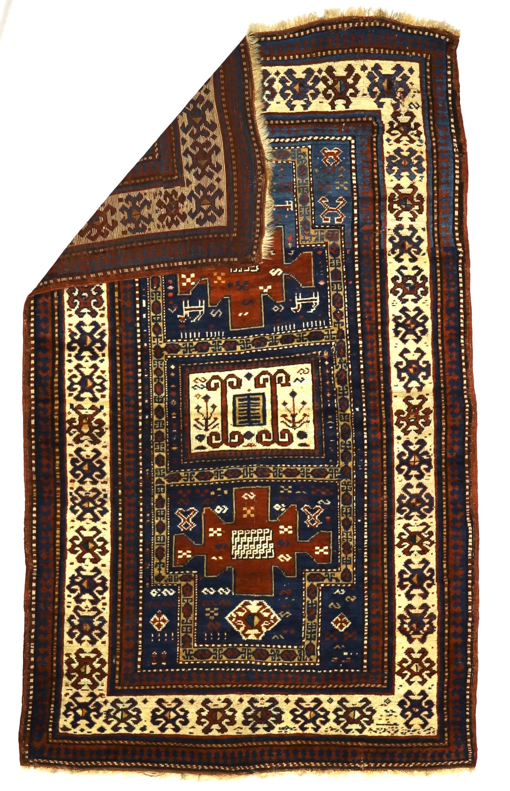 Antique Caucasian Kazak Rug 4'3" x 7' 0"