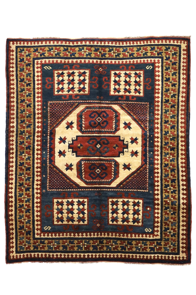 Antique Caucasian Kazak Rug 4'10