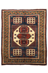 Antique Caucasian Kazak Rug 4'10" x 5' 9''