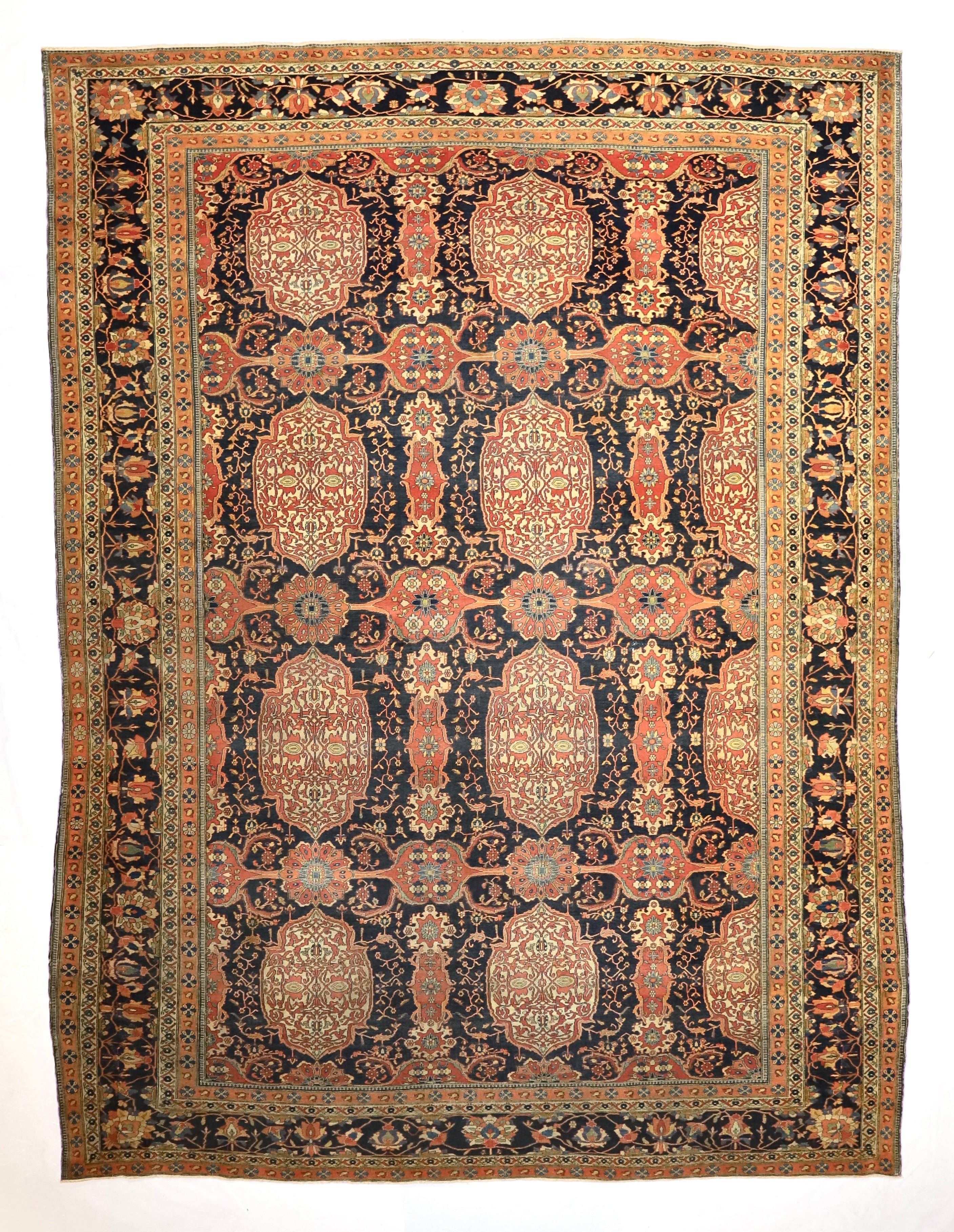 Antique  Mohtasham Kashan Rug 7' 3" x 9' 11"