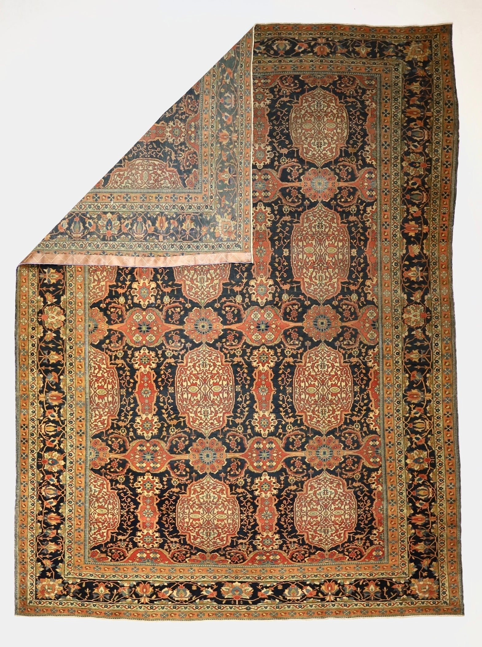 Antique  Mohtasham Kashan Rug 7' 3" x 9' 11"