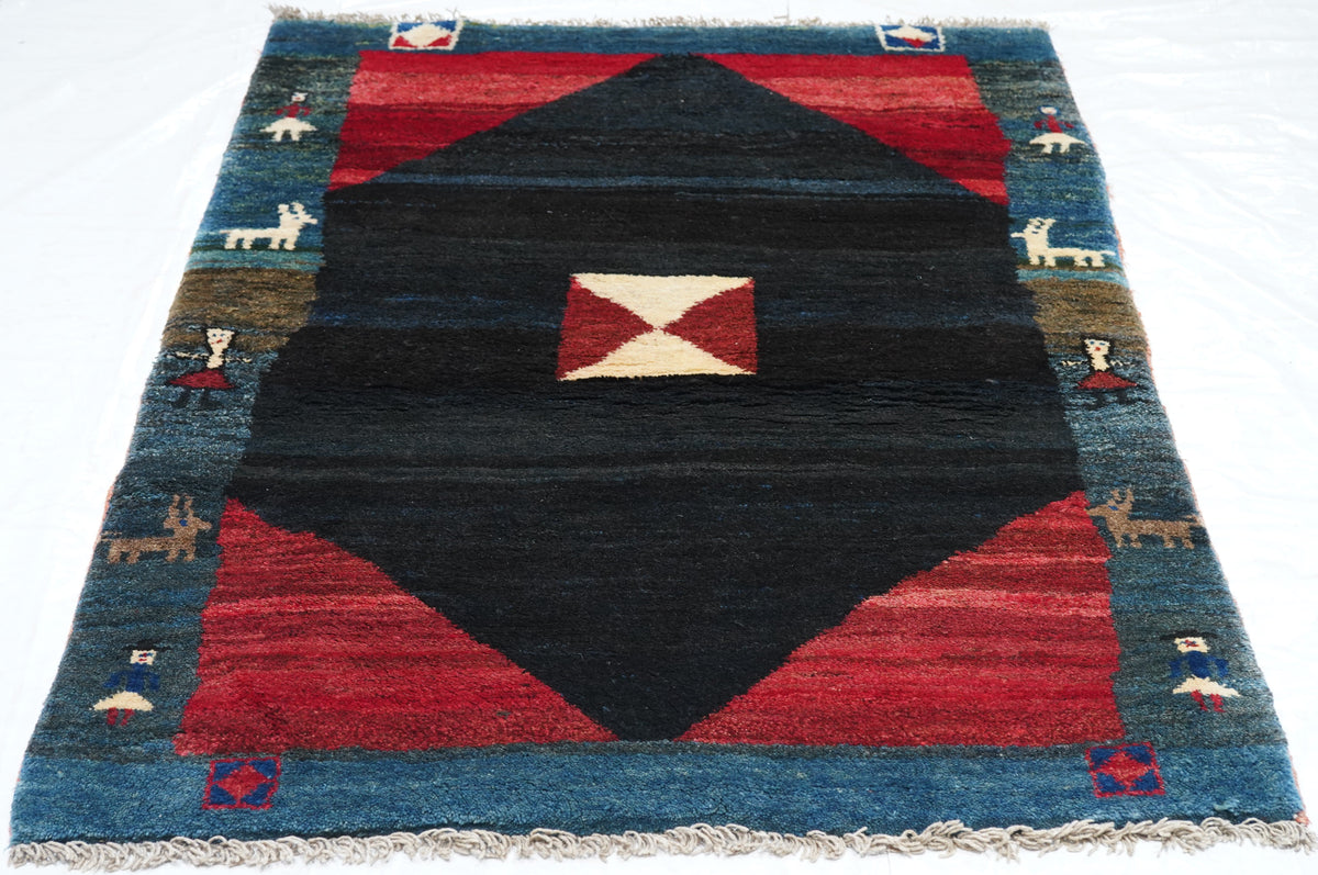 Vintage Gabbeh Rug 3'8'' x 4'10''