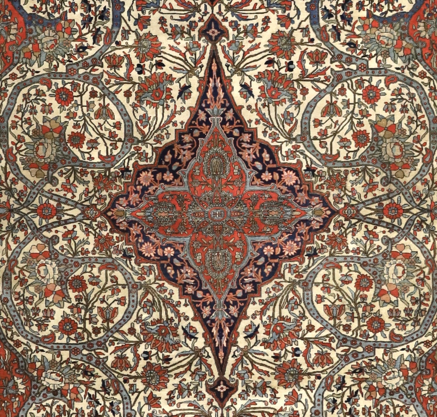 Antique  Mohtasham Kashan Rug 7'9" x 9' 9''