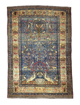 Extremely Fine Antique  Tehran with great and rare color background Rug 6'5" x 9' 5''