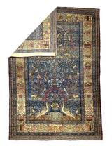 Extremely Fine Antique  Tehran with great and rare color background Rug 6'5" x 9' 5''