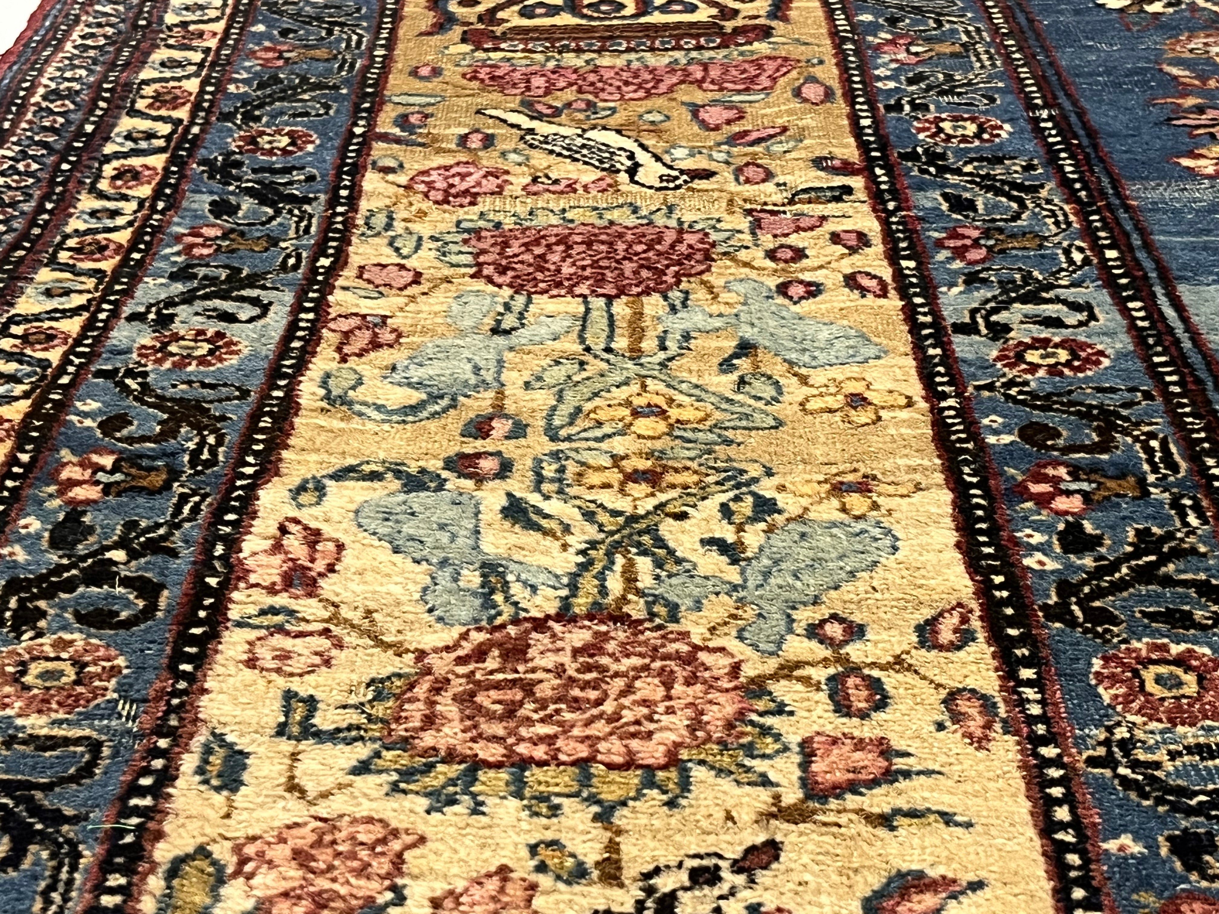 Extremely Fine Antique  Tehran with great and rare color background Rug 6'5" x 9' 5''