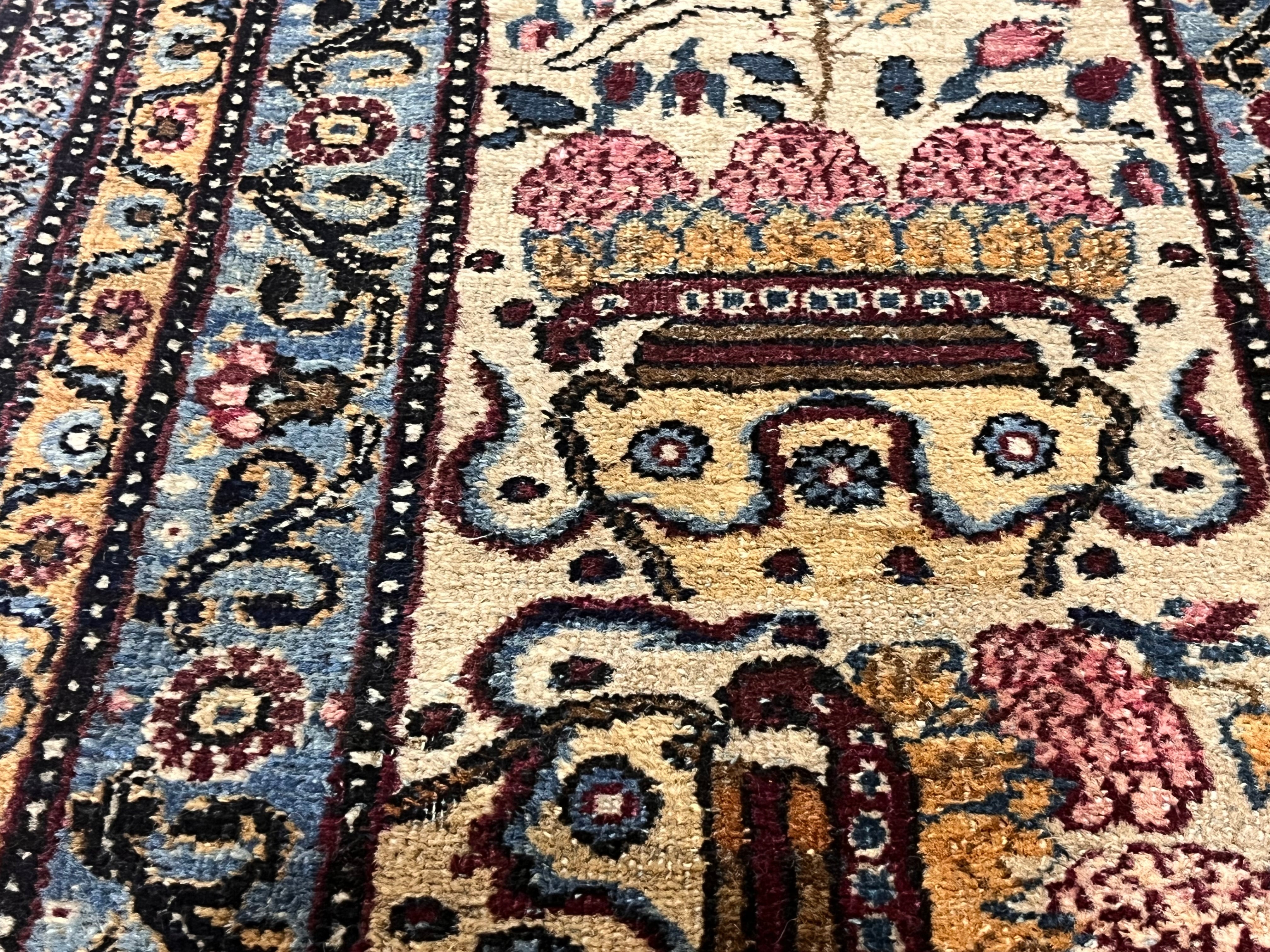 Extremely Fine Antique  Tehran with great and rare color background Rug 6'5" x 9' 5''