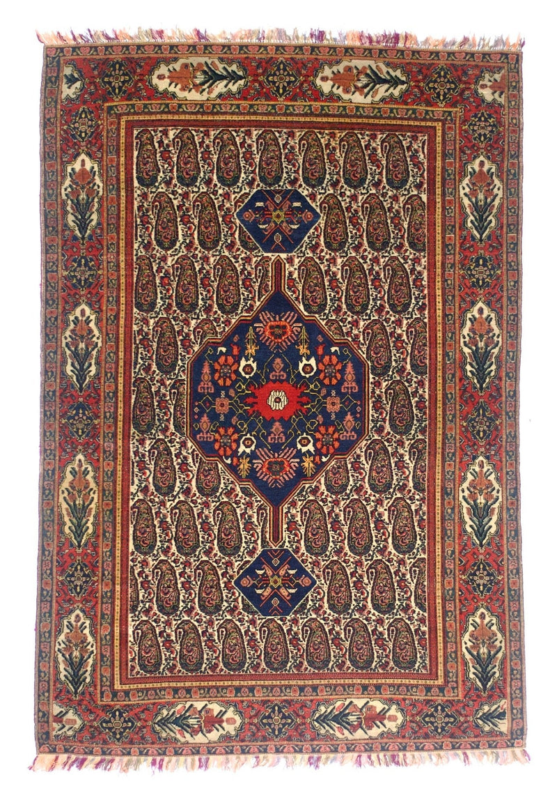 Extremely Fine Antique  Senneh Silk Foundation (Half rang silk fringes) Rug 4' 5