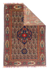 Extremely Fine Antique  Senneh Silk Foundation (Half rang silk fringes) Rug 4' 5" x 6' 7"