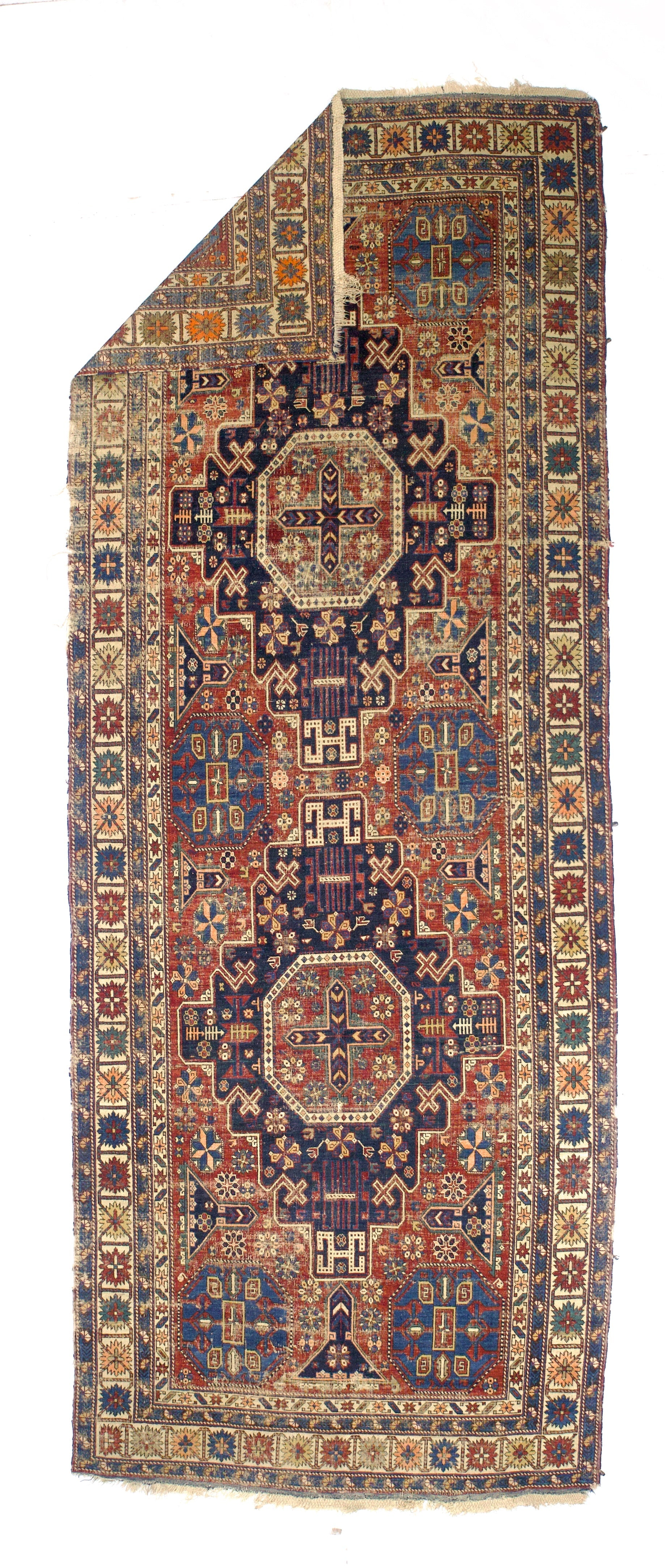 Antique Caucasian Kuba Rug 4'6" x 9' 11''