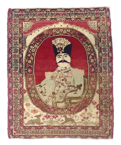 Fine Antique Pictorial Lavar Kerman Rug 2'0
