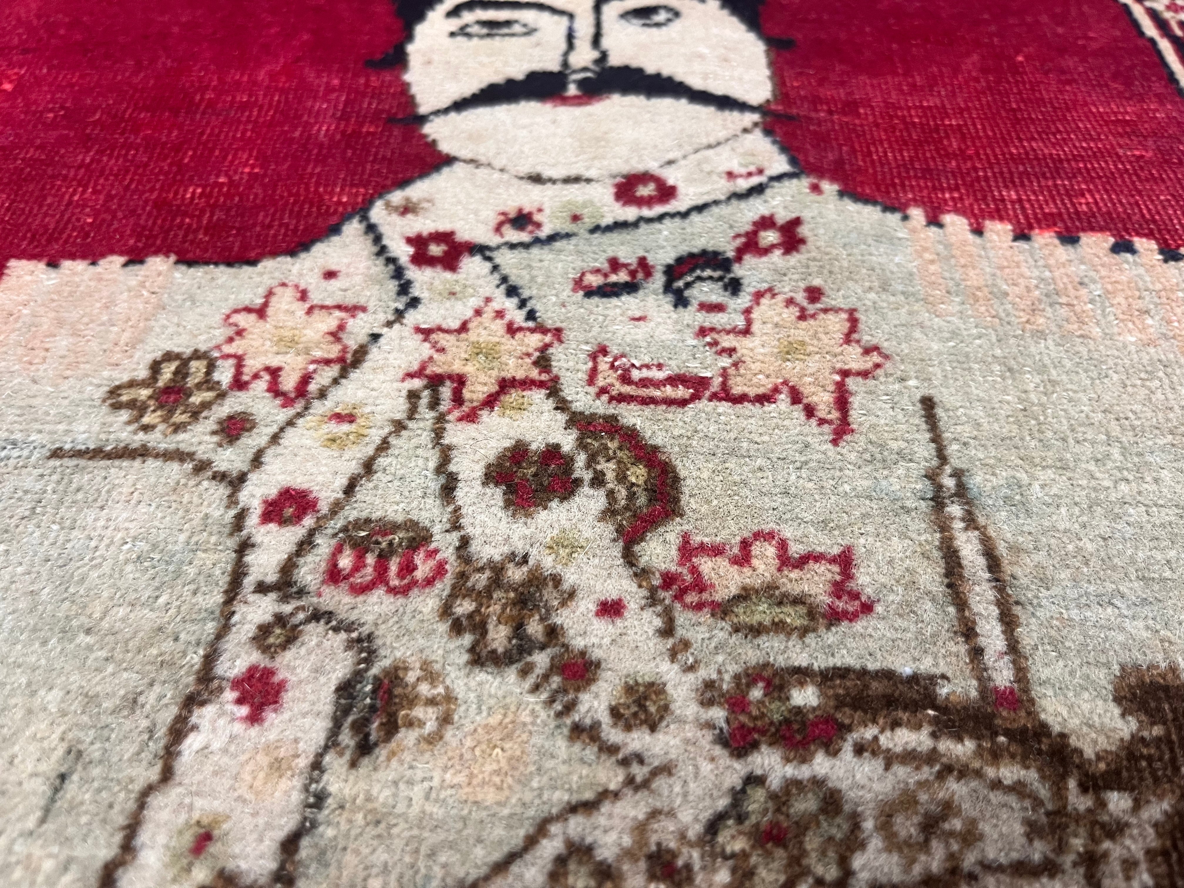 Fine Antique Pictorial Lavar Kerman Rug 2'0" x 2' 6"