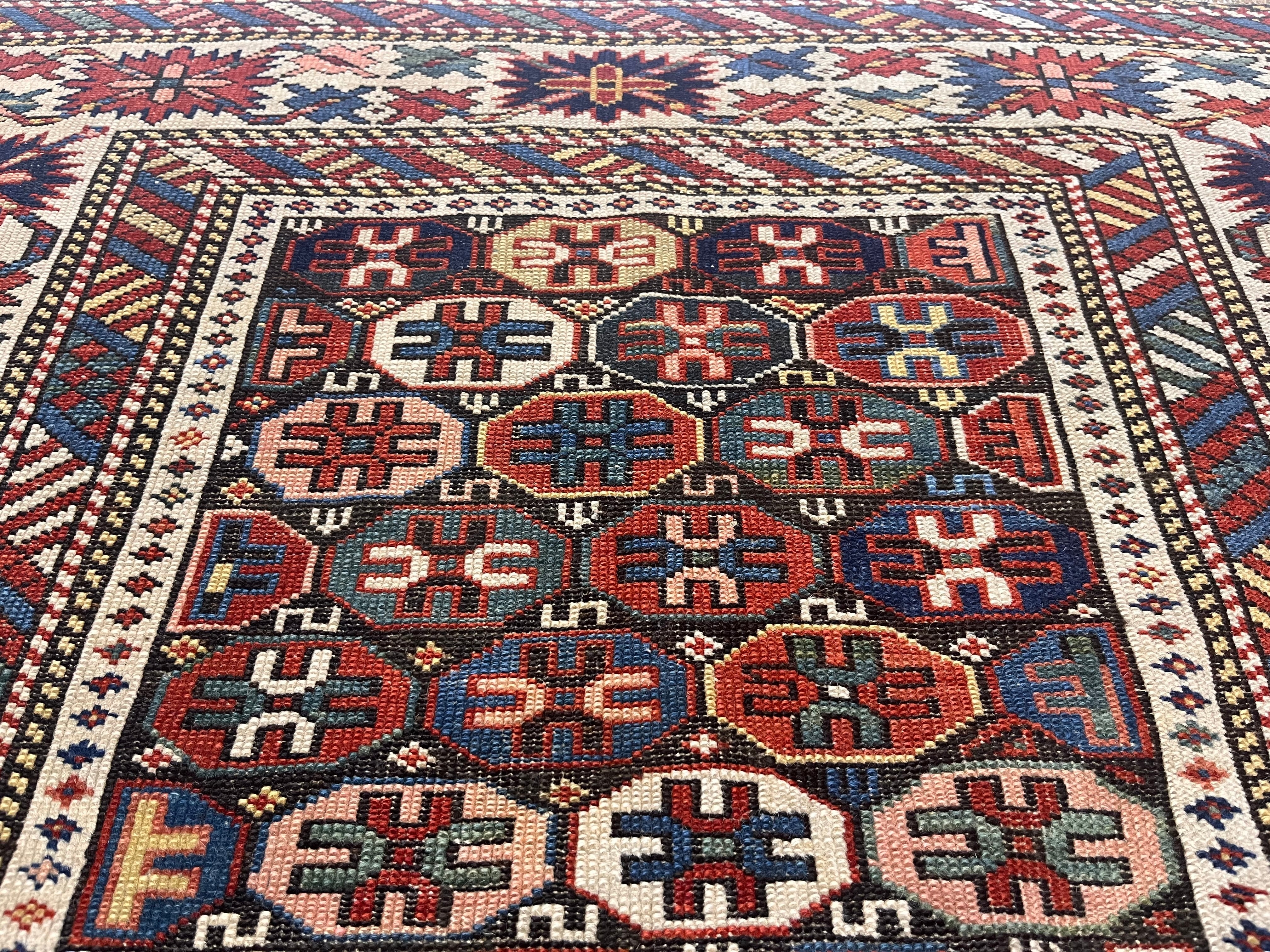Antique Caucasian Shirvan Rug 3' 6" x 4' 10"