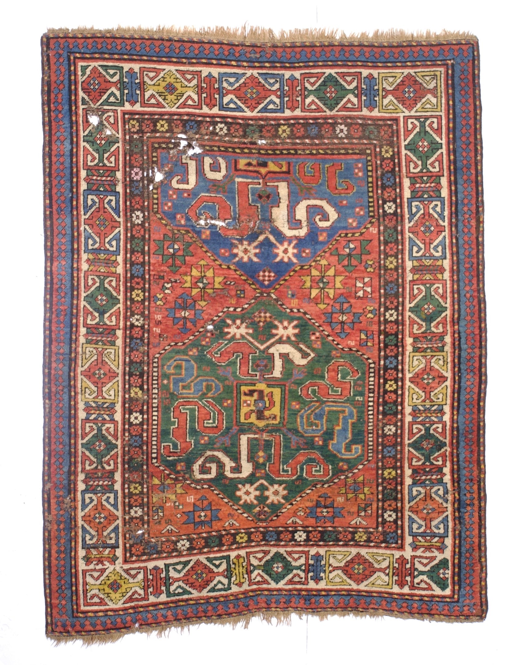 Antique Caucasian Cloudband Kazak Rug 4' 3" x 5' 7''