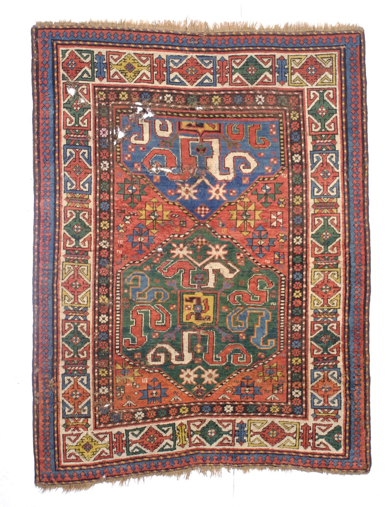 Antique Caucasian Cloudband Kazak Rug 4' 3