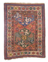 Antique Caucasian Cloudband Kazak Rug 4' 3" x 5' 7''