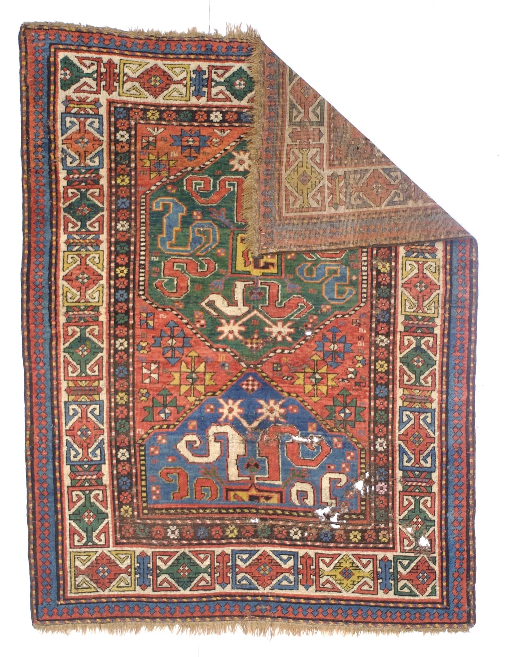 Antique Caucasian Cloudband Kazak Rug 4' 3" x 5' 7''