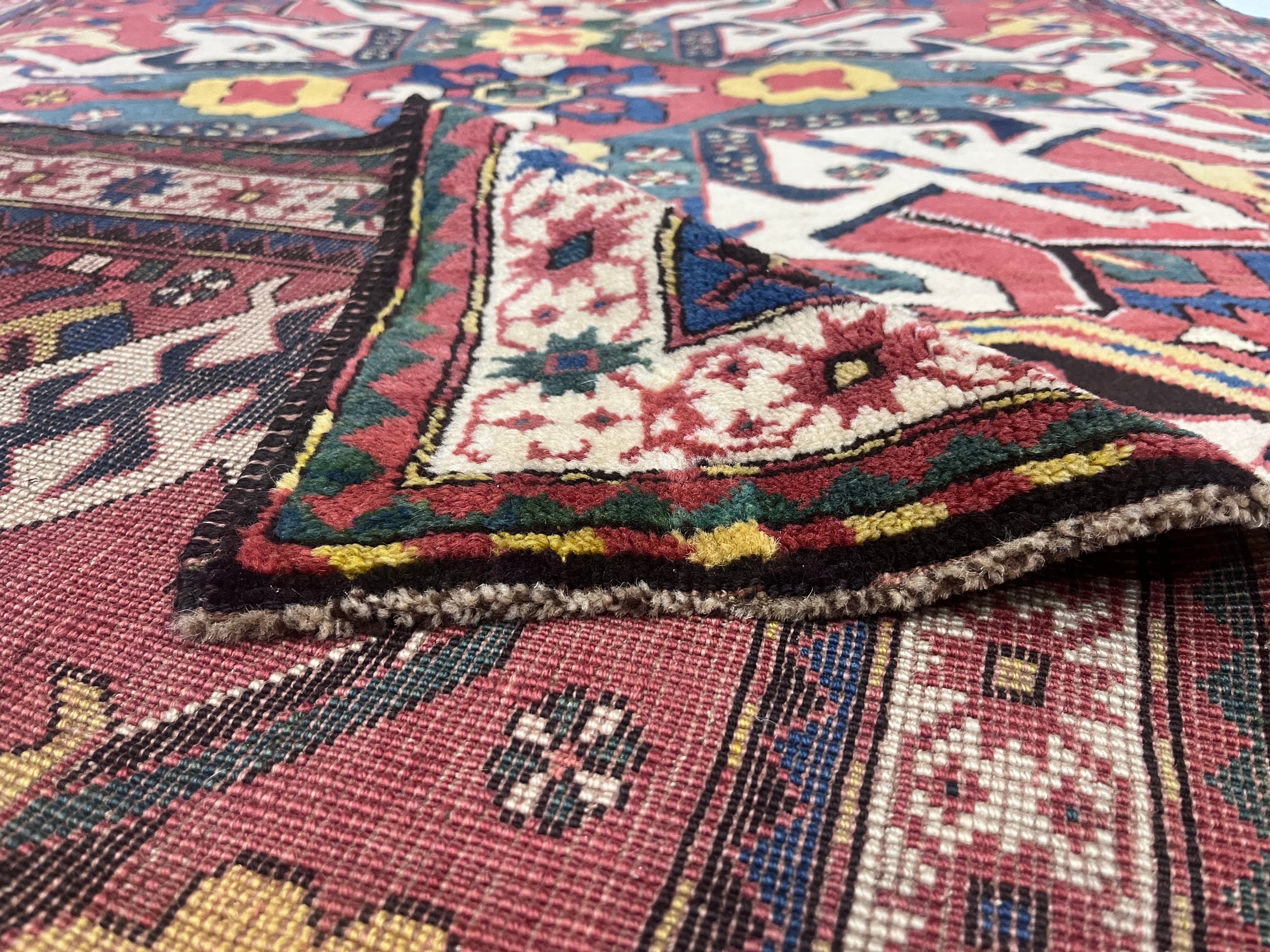 Fine Antique Caucasian Kazak Wool Rug 4'9" x 7' 2"