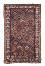 Fine Antique Kurdish Tribal Wool Rug 4'7" x 7' 3"