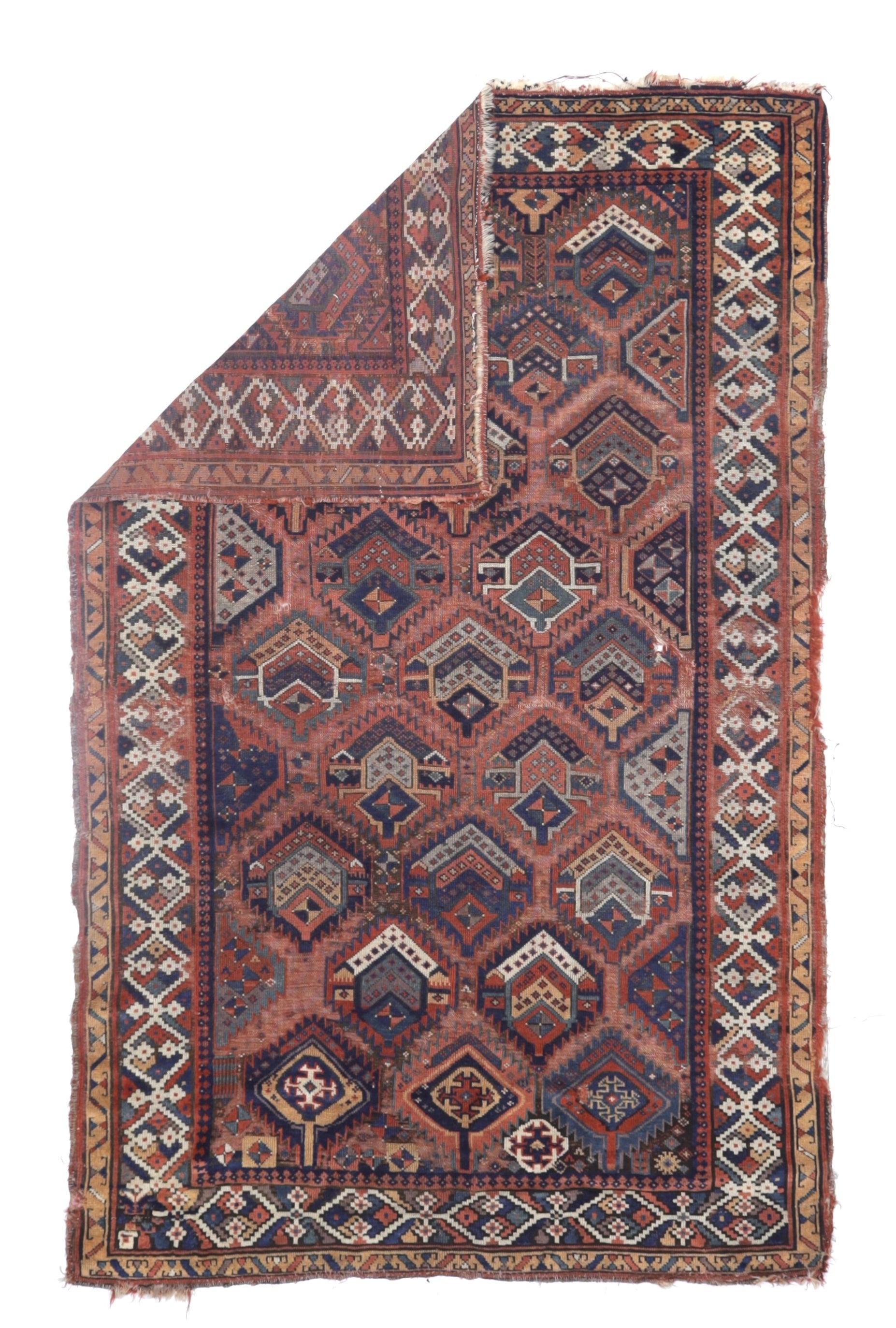 Fine Antique Kurdish Tribal Wool Rug 4'7" x 7' 3"