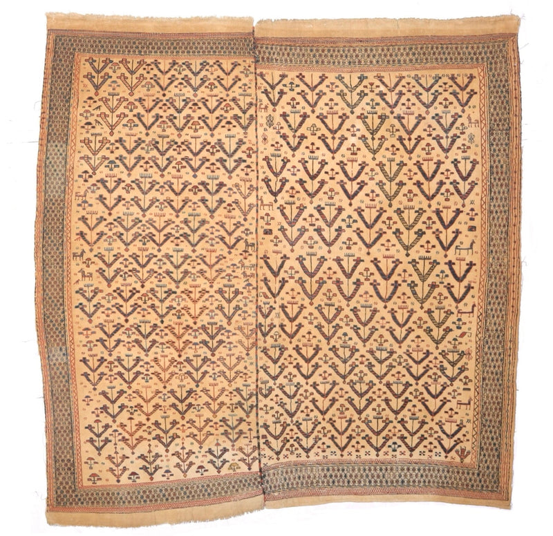 Fine and Rare Antique Turkish Verheh Kilim Flat Weave Wool Rug 6' 2'' x 6' 3''