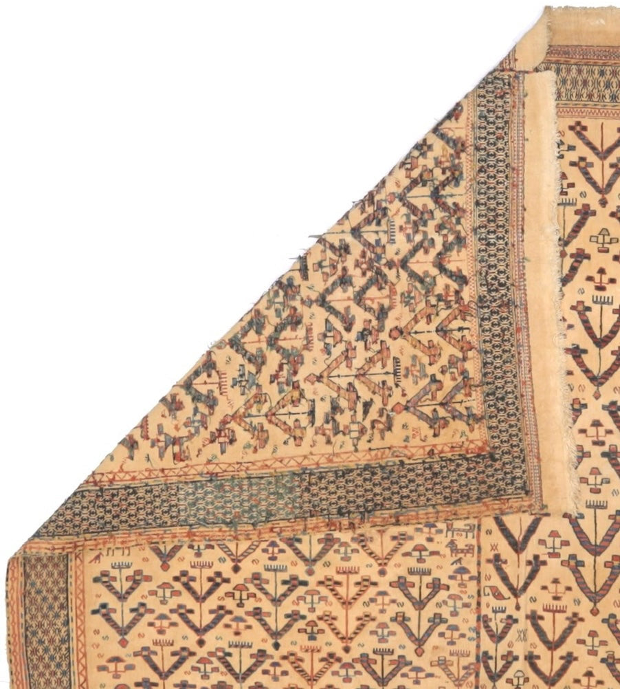 Fine and Rare Antique Turkish Verheh Kilim Flat Weave Wool Rug 6' 2'' x 6' 3''