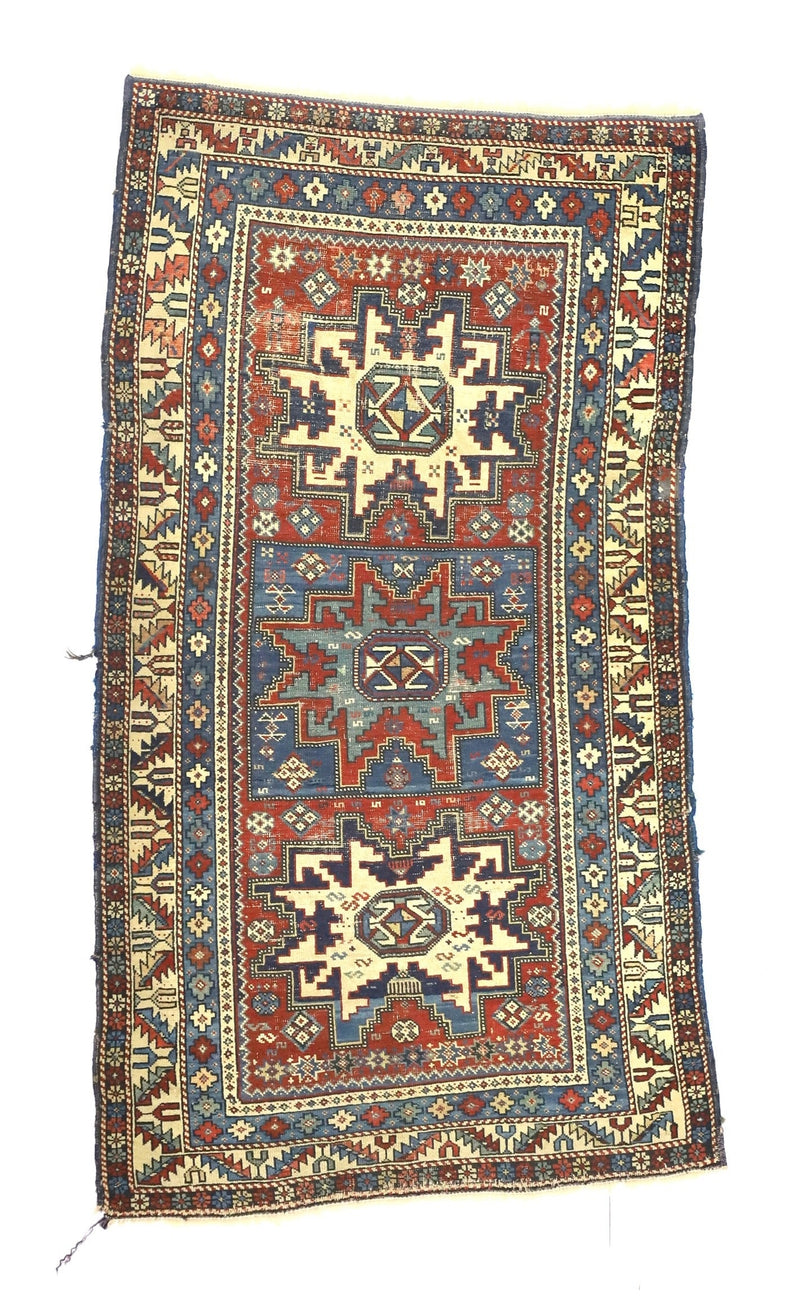 Antique Caucasian Lezgi Rug 3' 1