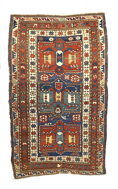 Antique Caucasian Kazak Rug 3'6