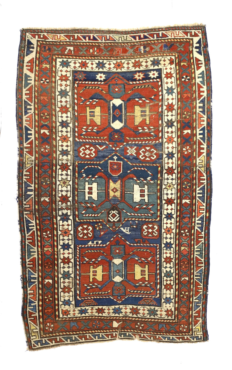 Antique Caucasian Kazak Rug 3'6