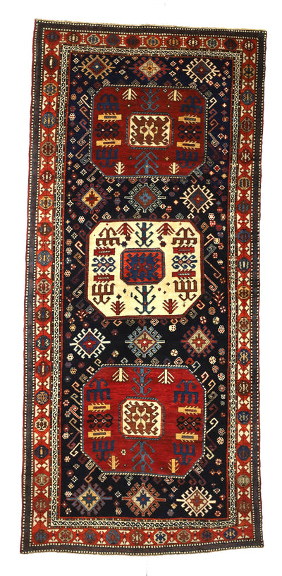 Antique Caucasian Akstafa Long Rug 4'2