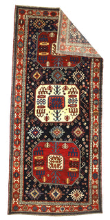 Antique Caucasian Akstafa Long Rug 4'2" x 9' 3''